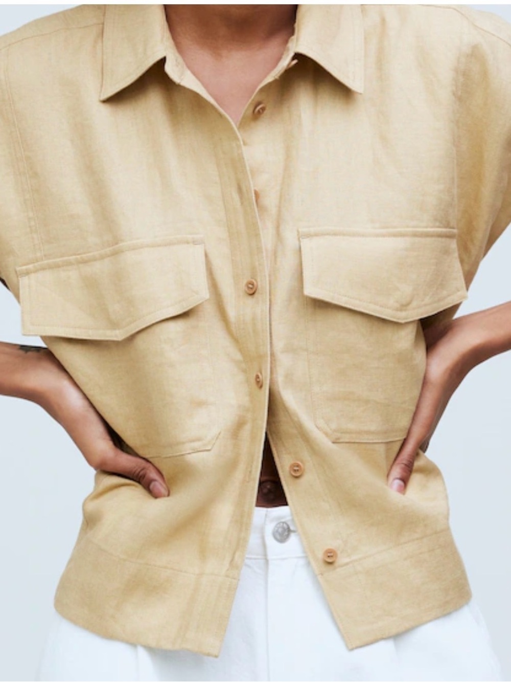 Madewell Beige Button-Down Utility Shirt